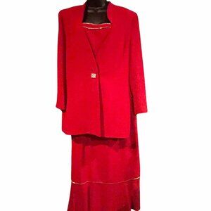 Elegant Red Women's Skirt Set